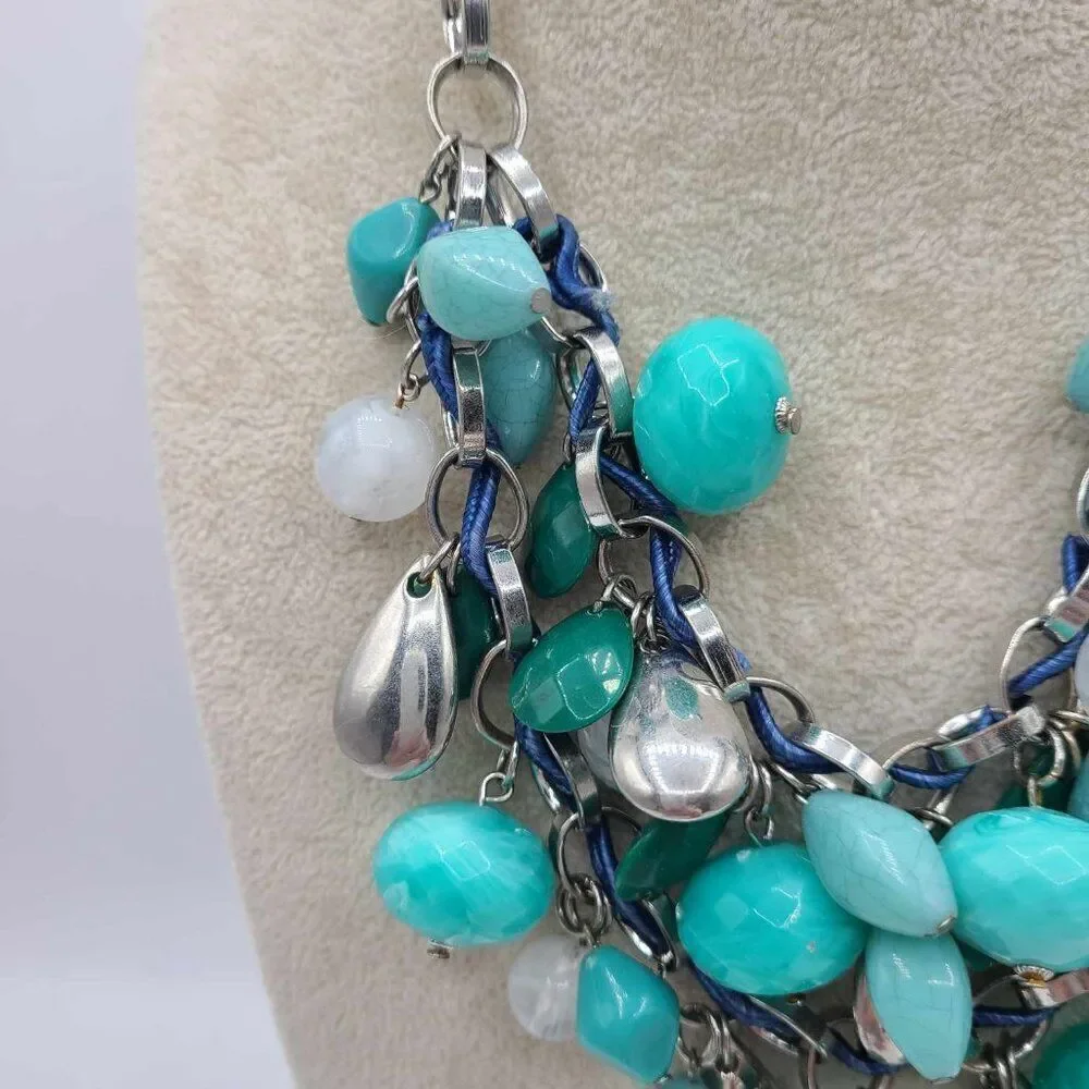 Lane Bryant Chunky Beaded Silver Tone Necklace